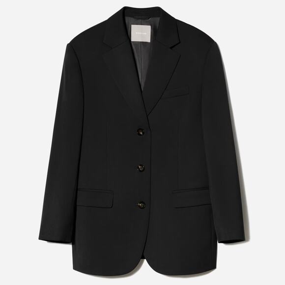EVERLANE The '80s Italian Wool Blazer in Black Structured Oversized Size 2 NEW - Picture 7 of 10